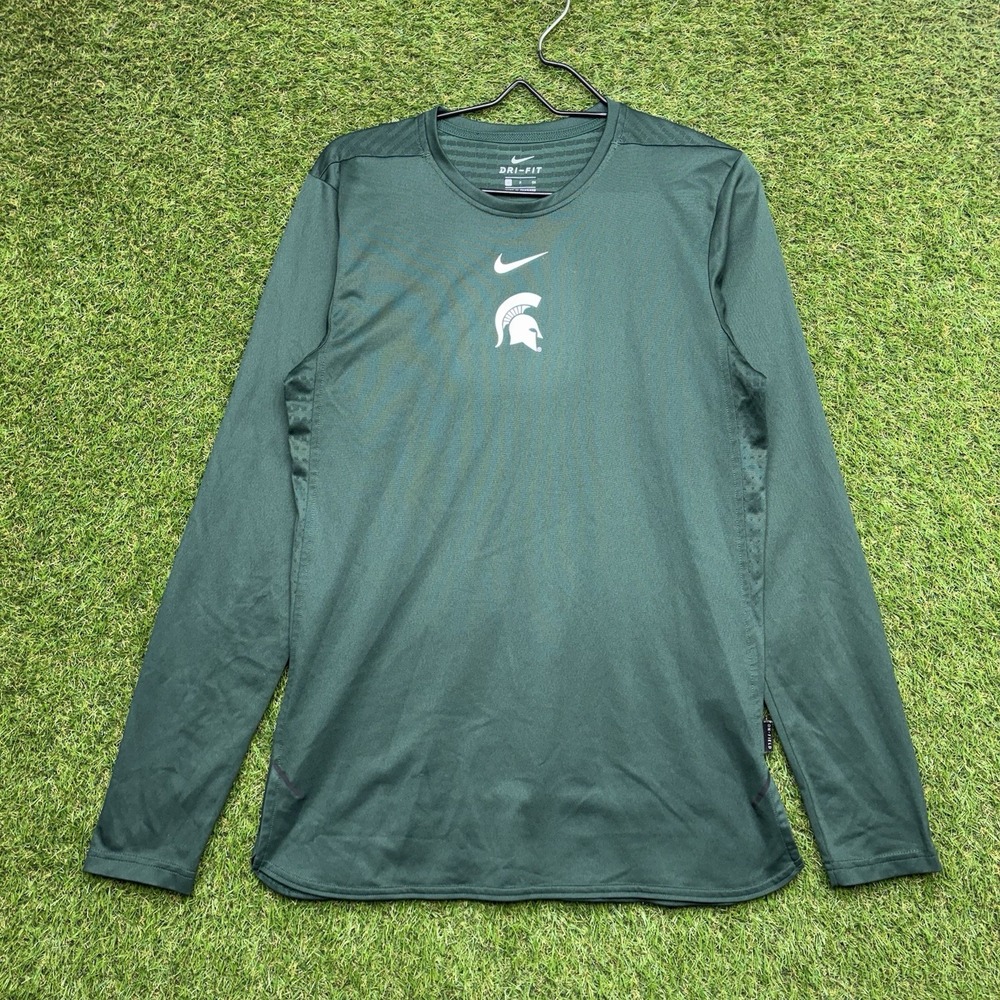 Michigan State Spartans Nike Shirt Mens Small ThermaFit Long Sleeve Center Check